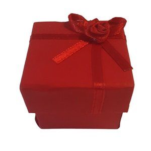 Tiny Red Gift Box Ring Jewelry 1.375 Inches Square